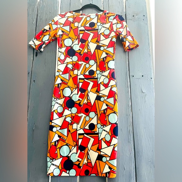 🫵LulaRoe 🐱🐶🦊 Abstract Multicolored Bodycon Dress🦊 - Picture 7 of 8